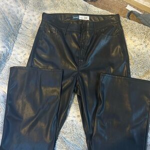 Size 14 faux leather high rise flare pants